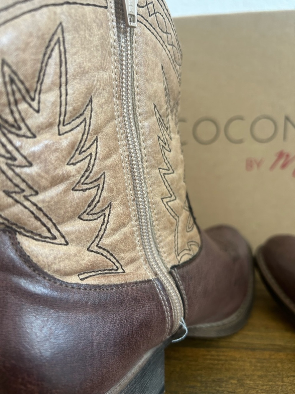 Coconuts by Matisse Two-Tone Western Ankle Boots - Brown & Tan - Picture 7 of 11